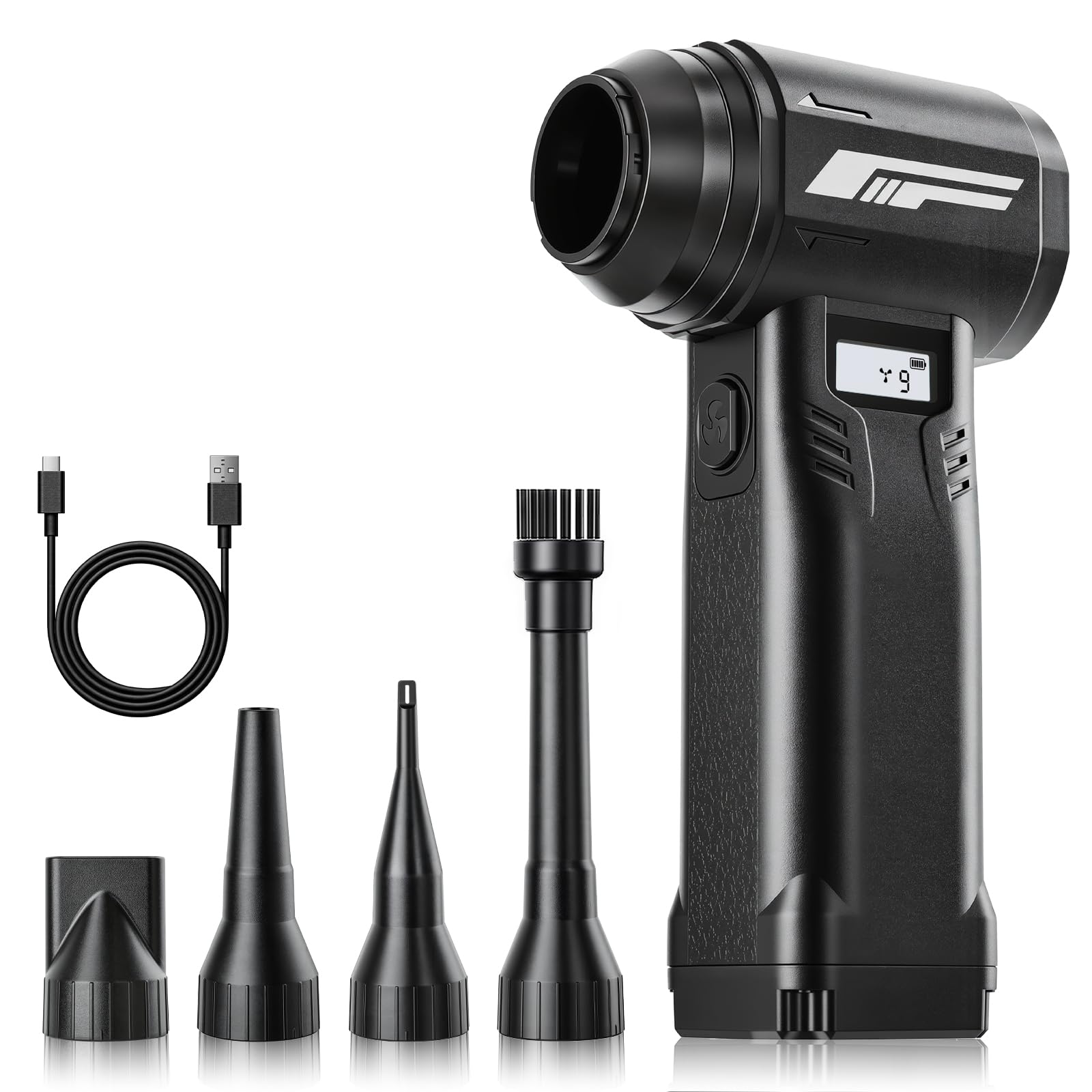 Elektrische Staubgebläse,9-Gang/400W Electric Air Duster 130000 U/min,540g Winddruck,mit LED-Licht&HD-Display, Typ-C Wiederaufladbare,für die Staubentfernung an Computern, im Haushalt, an Fahrzeugen