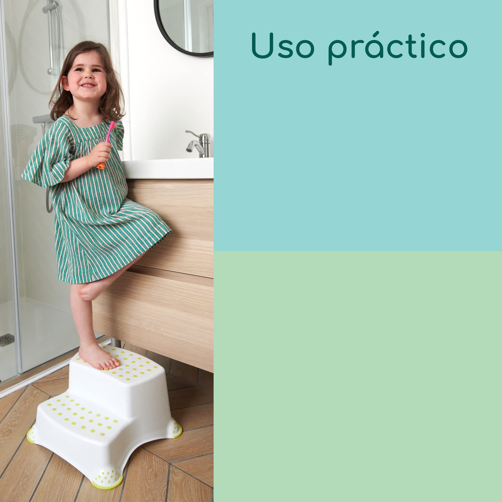 Bebeconfort Escalera de Dos peldaños, Taburete de bebé, Plataforma de baño para niños a Partir de 18 Meses, Color Blanco, Double Step Stool