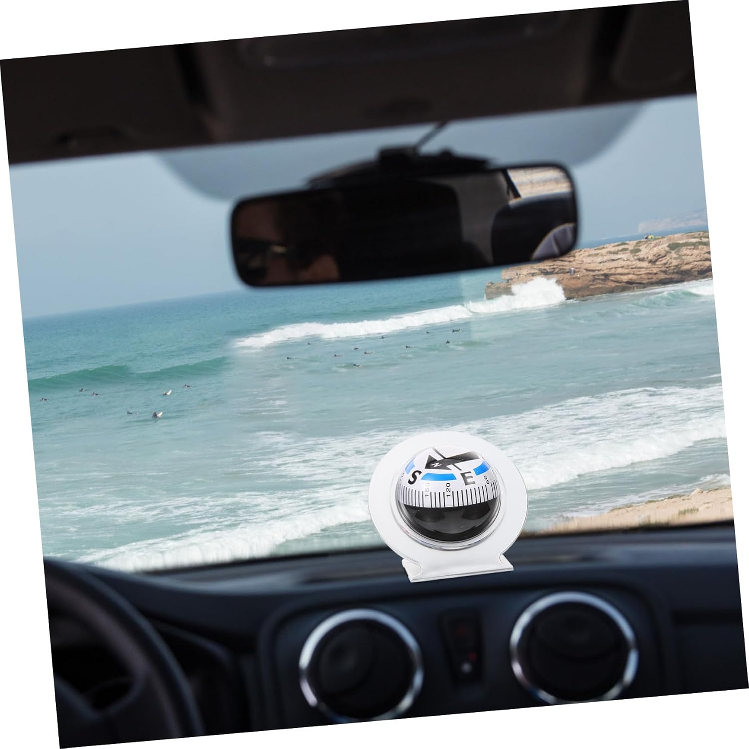 Car Dashboard Compass Ball with Durable Surface Mount Sphere Shape Car Decoration for Vehicle and Boat Navigation Outdoor Travel Direction Guide Accessory