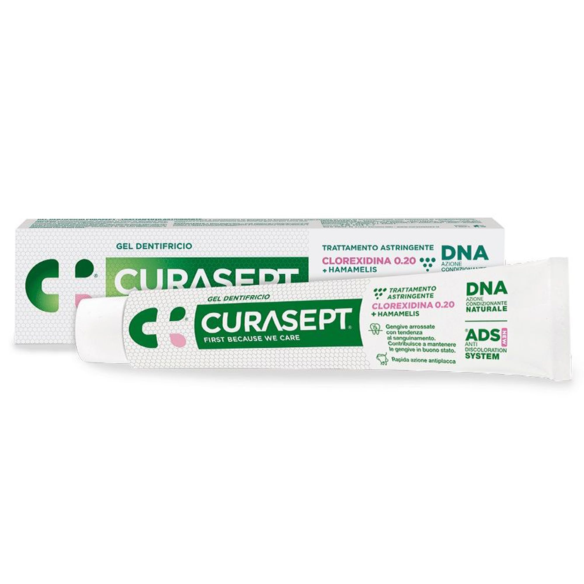 Curasept Kit Igiene Orale Astringente 0,20% Clorexidina - Collutorio 200 ml + Gel Dentifricio 75 ml - ADS Antiplacca, Senza Alcol