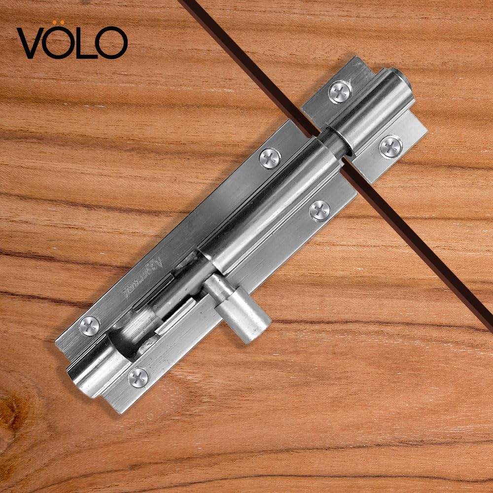 Hyderon Door Fittings | Towerbolt Satin Finish | 4" inch with 96mm SS Rod | Designer Kundi with Big Knob for Better Grip, Chitkani for Bathroom, Cabinet, Wooden Door (Pack of 2) 3