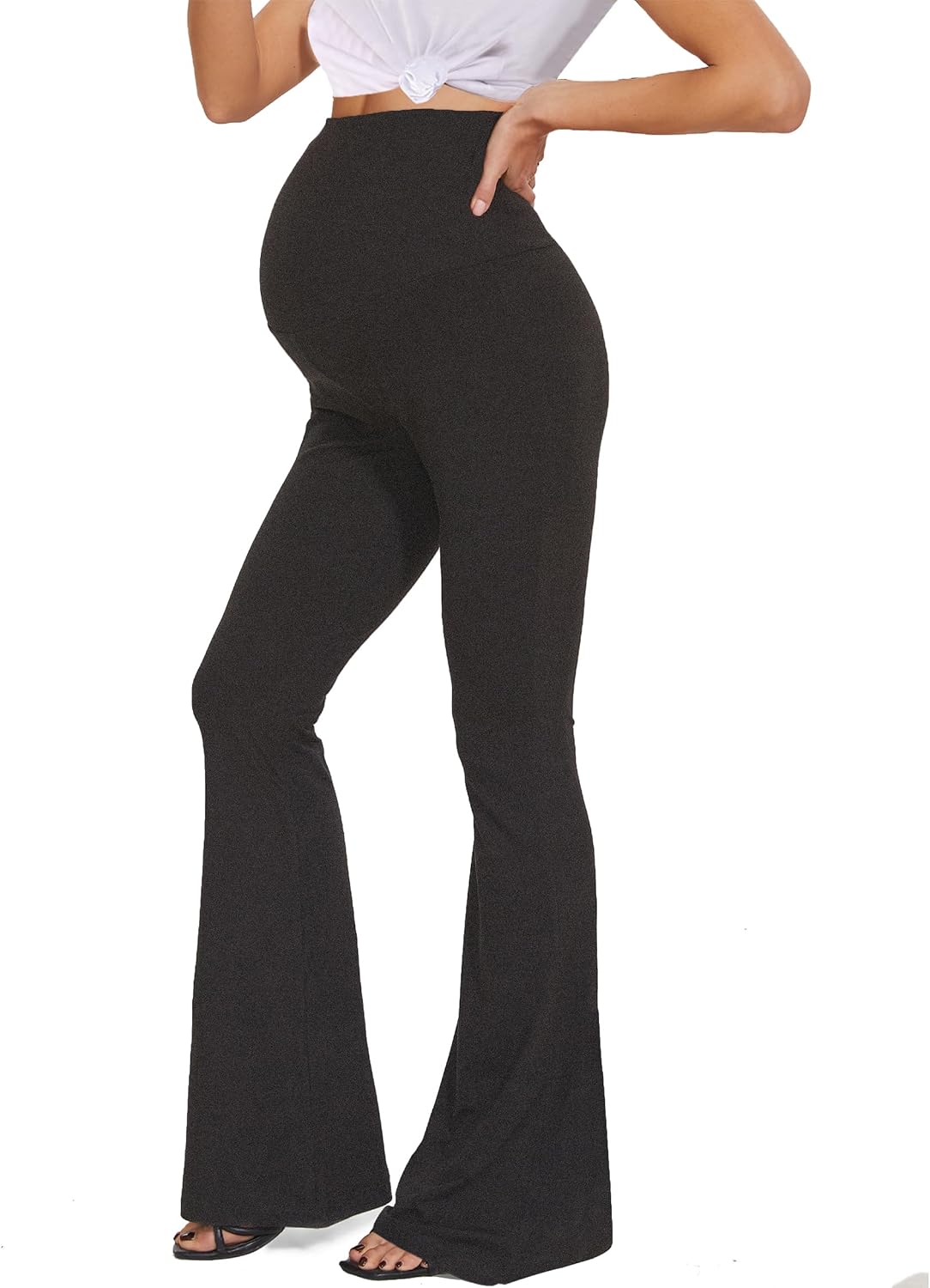 Peauty Maternity Buttery Soft Flare Leggings High Waisted Over The Belly Bell Bottoms Casual Yoga Leggings