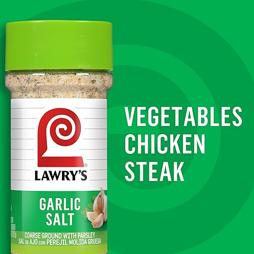 Miniatura 11 de Lawry's Sal de Ajo, Molido Grueso con Perejil, Sin MSG Añadido, Certificado Kosher, Sal Sabrosa para Pollo, Cerdo y Bistec, 11 oz