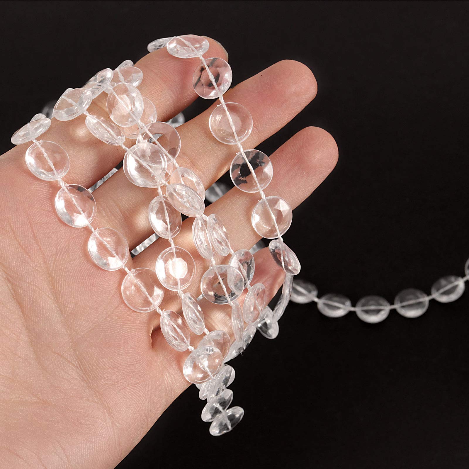 ZOENHOU 4 cuentas de cristal acrílico de 99 pies, cuentas de cristal transparente como cuentas de bricolaje guirnalda de diamantes envueltas por el rollo para cortina, boda, fiesta de cumpleaños