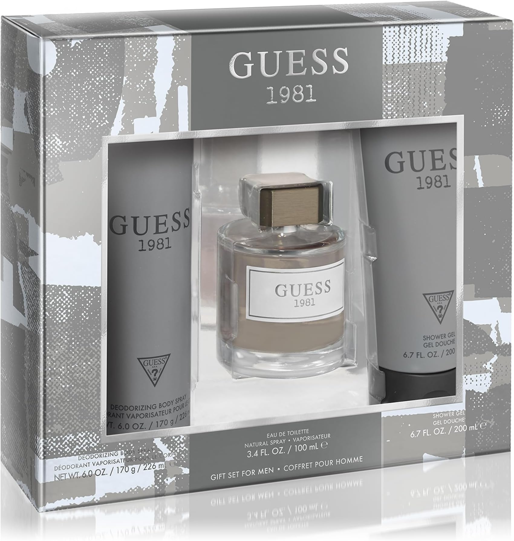 Guess 1981 Set for Men, 100 ml Eau De Toilette, 200 ml Shower Gel, 170 g Body Spray