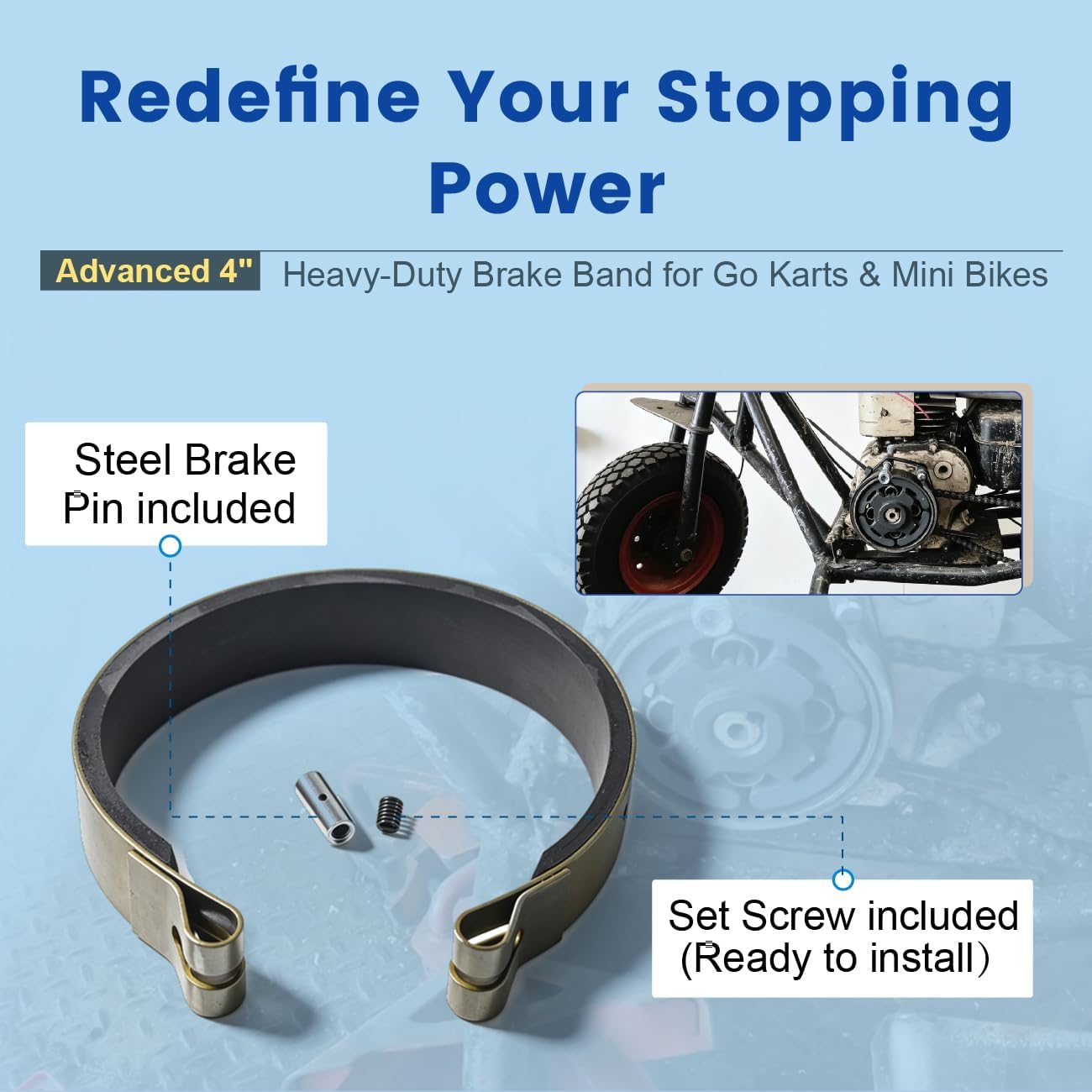 4" Brake Band & Pin for 4" Drum Heavy-Duty Steel