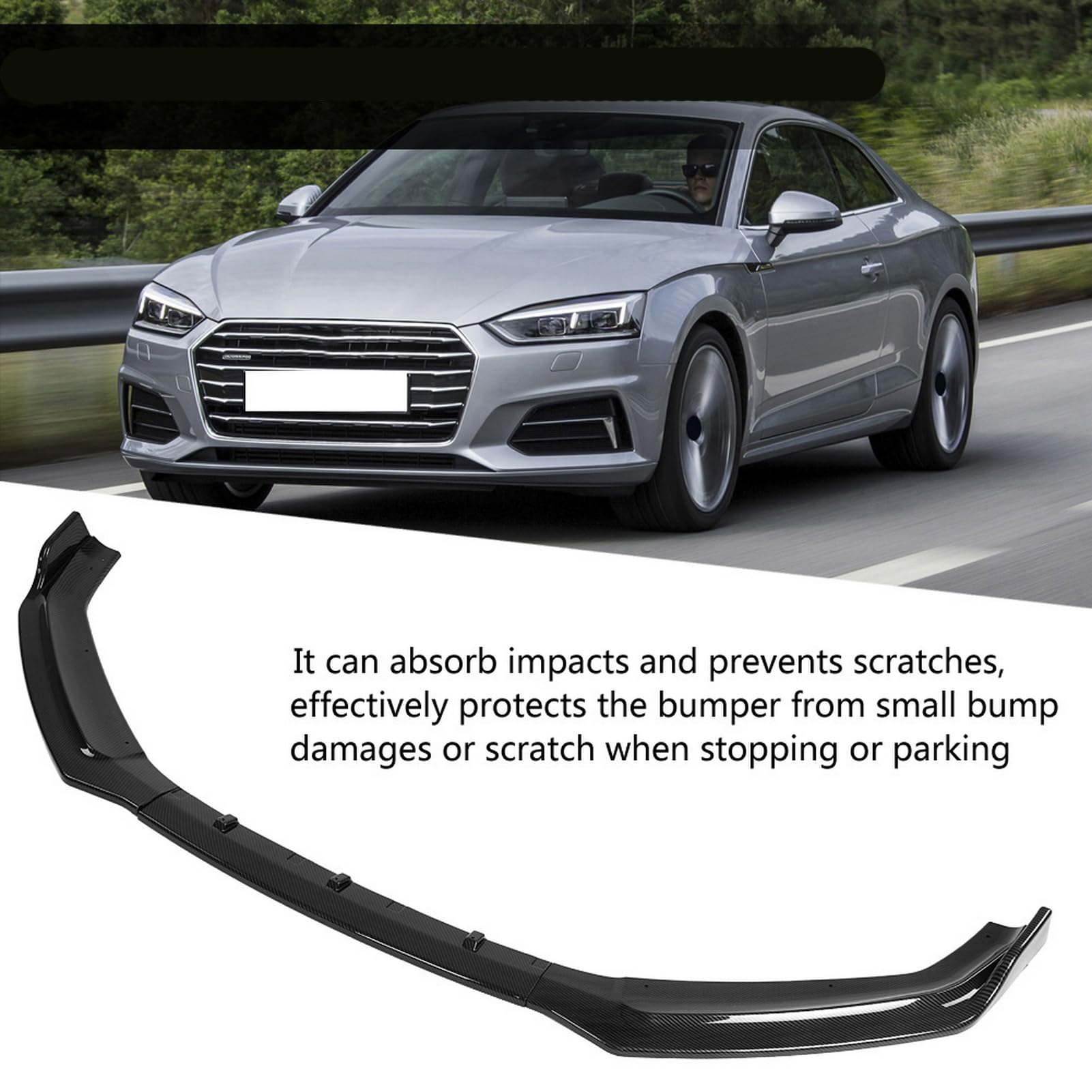 Akozon Kit Spoiler Canard per Paraurti Anteriore Auto per B9 2017-2018 - Finitura Nera G - Protezione Avanzata Ed Estetica da (Modello in fibra di carbonio)