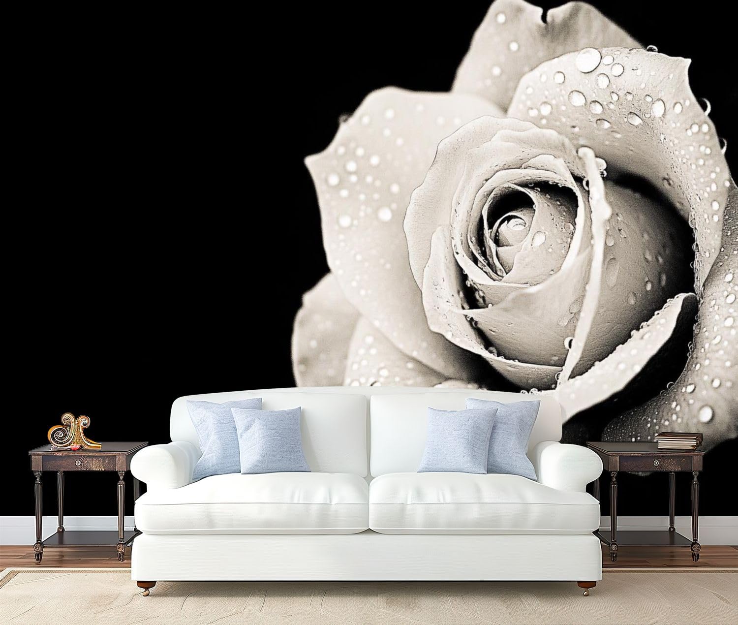 NIVFOEASC Wall Mural Peel and Stick Monochrome Drops Large Wallpaper Self Adhesive Contact Paper Removable 3D Wall Sticker for Living Room Bedroom 69"x98"