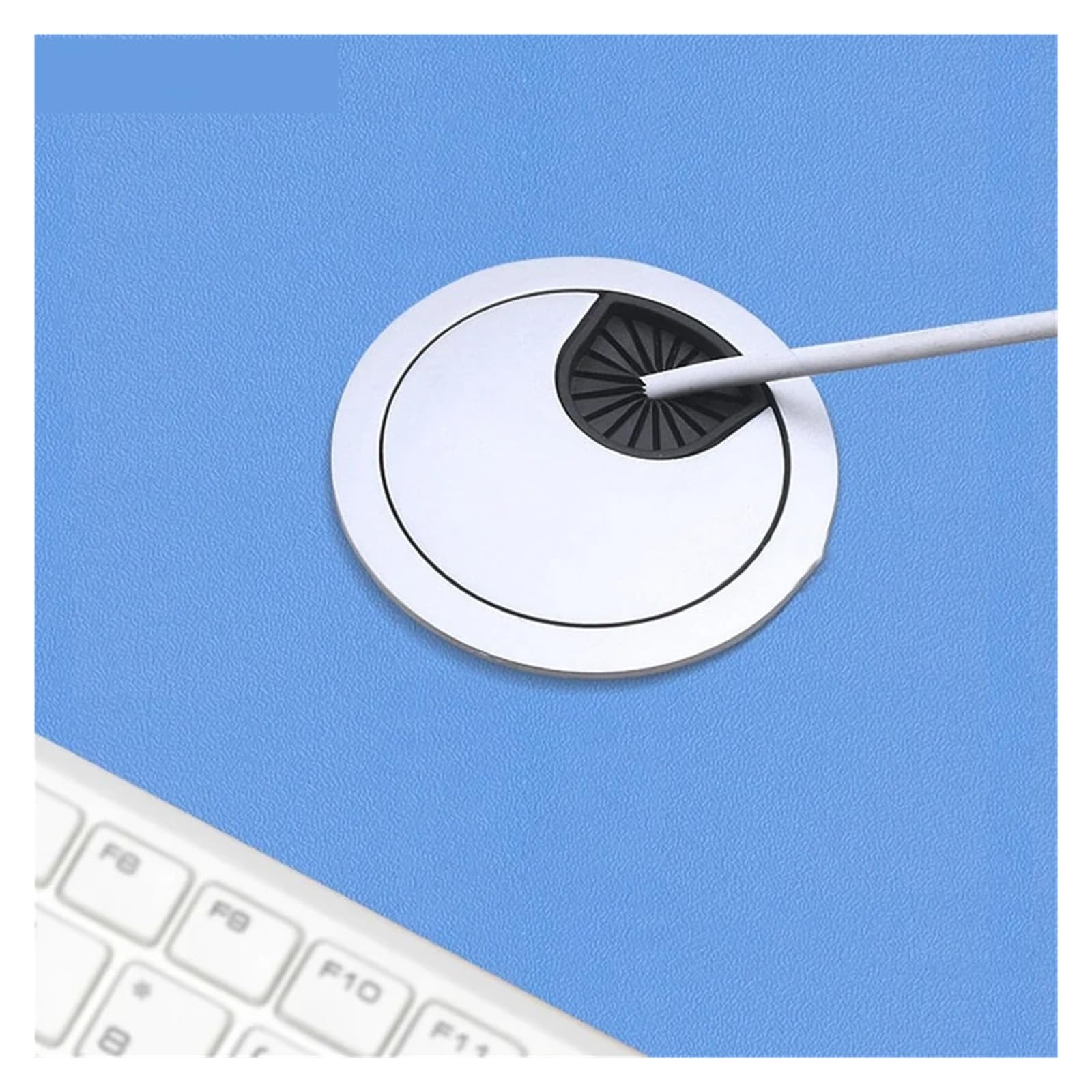 Okładka na kabel ze stopu cynku, 50/53/60/80 mm, okrągły uchwyt na biurko do zarządzania przewodami komputerowymi (polerowane wykończenie, 60 mm)