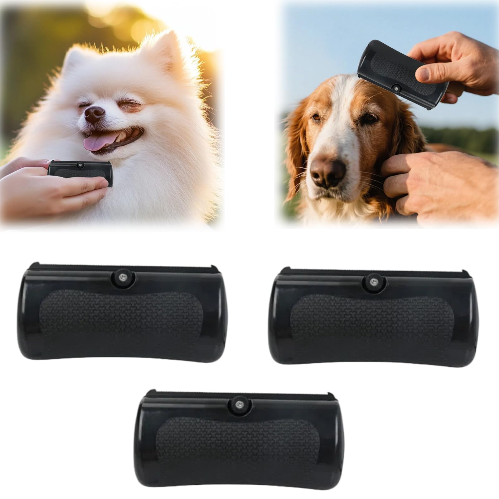 Spazzola per deshedding per gatti, cani, conigli, cavalli, ergonomica, per la salute e la bellezza, per capelli opachi, peli sciolti (3 pezzi)
