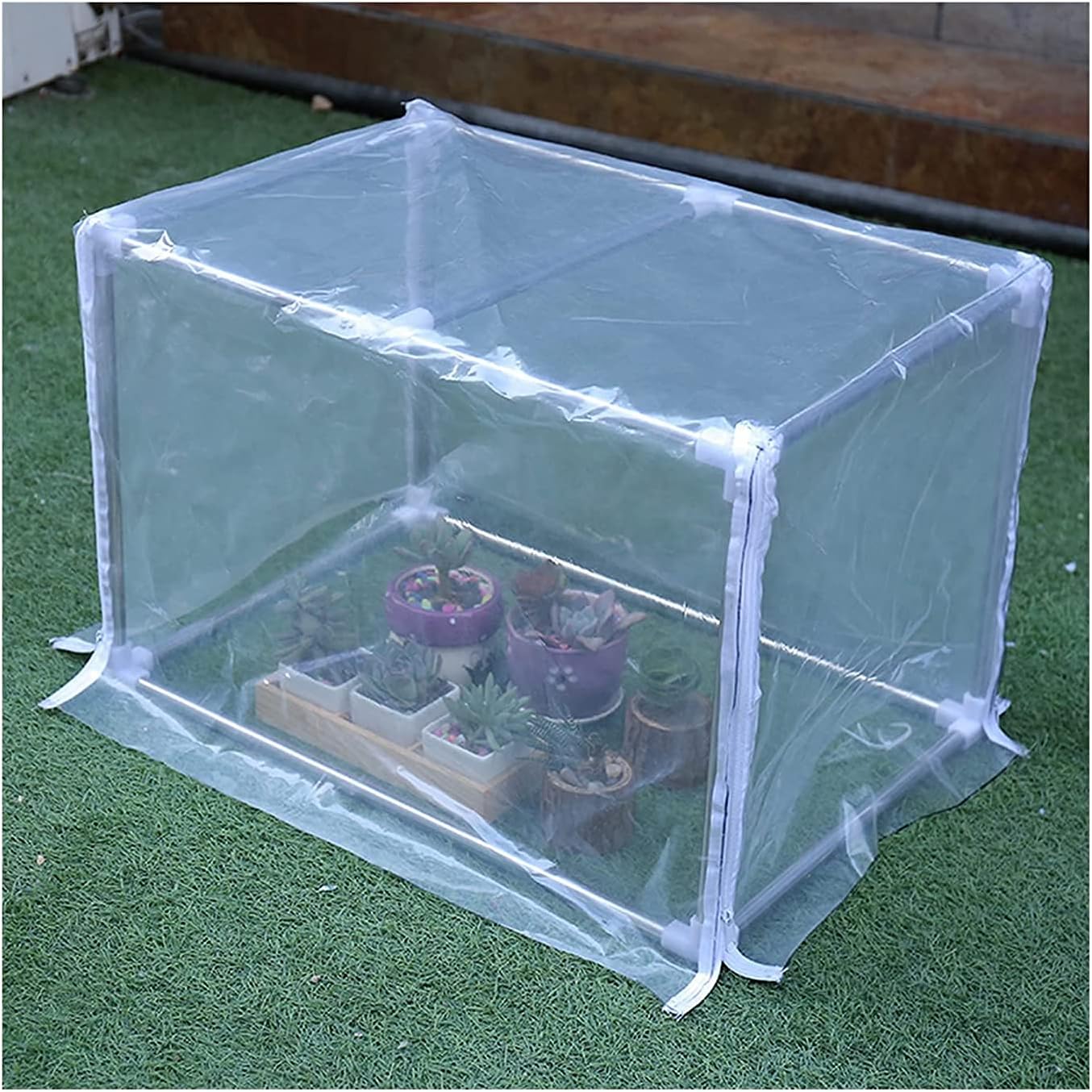 Jin Siu ビニールハウス 家庭菜園 日本正規品 ミニホーム温室小さな庭温室キットガーデニングカバー屋外冬の植物 ビニール温室棚