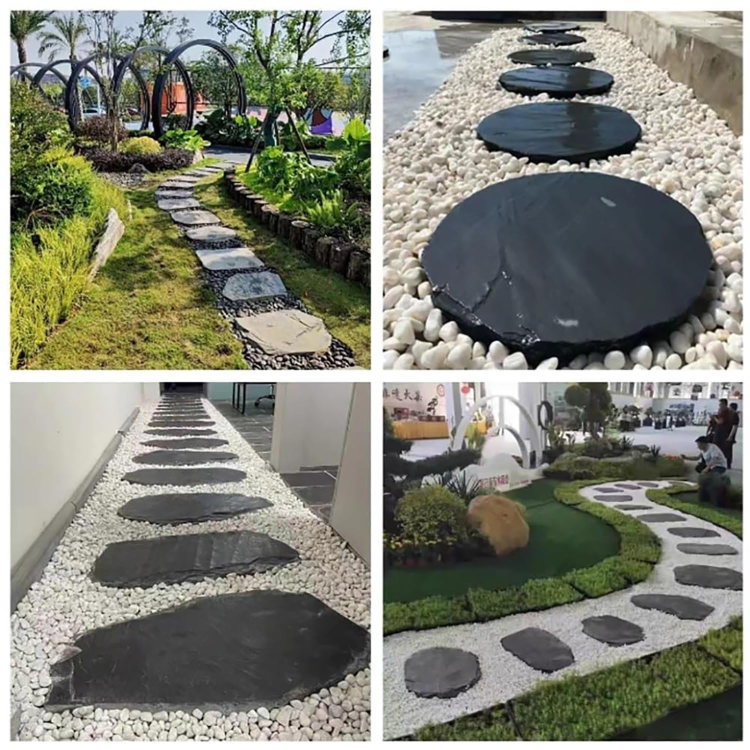 Grands Pas Japonais for allées de Jardin, Pas Japonais Amovibles en Imitation Pierre, Pas Japonais indestructibles for trottoirs extérieurs(White (Circle))