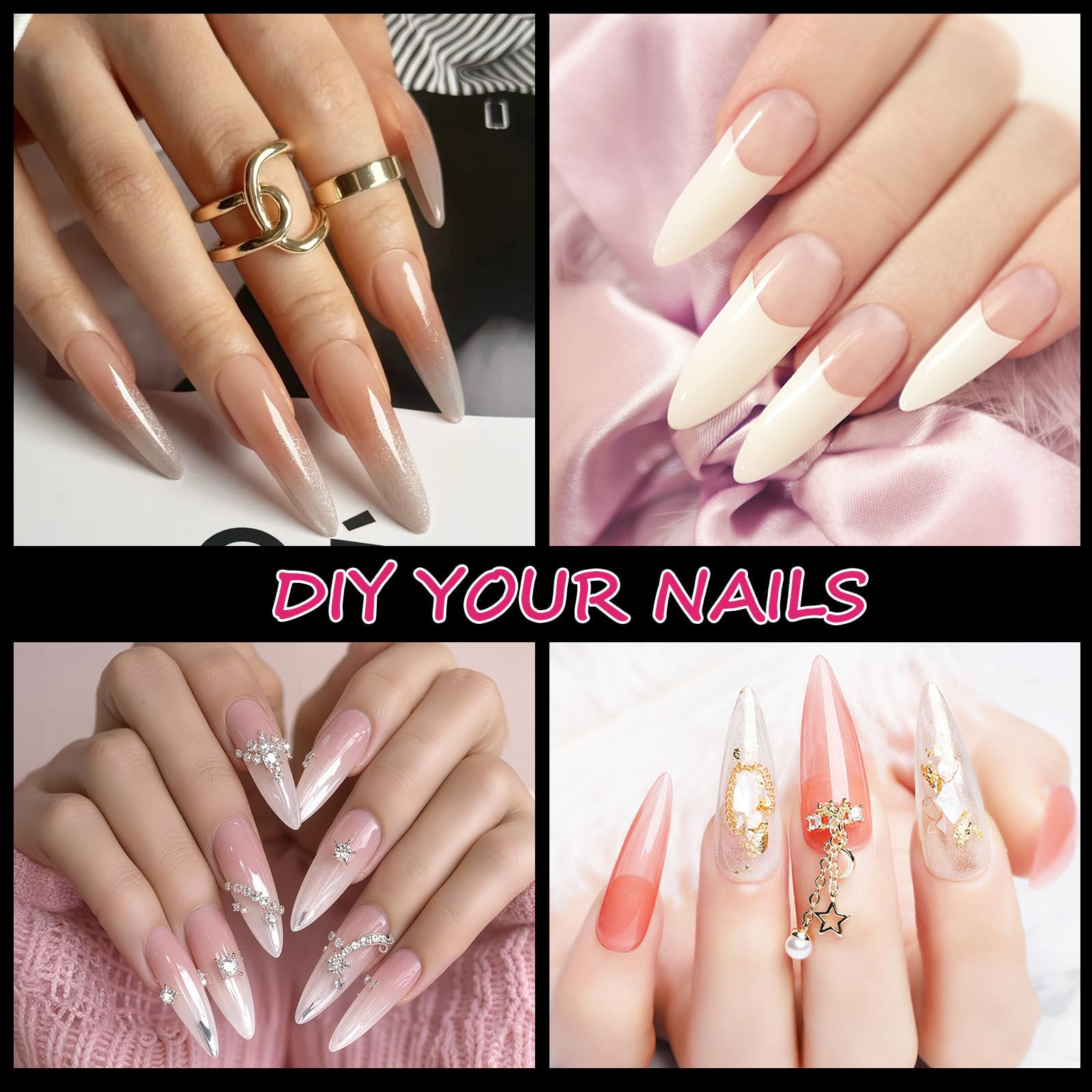 Original Sandwich Nagelform Dual Form 240 piezas Mandel Redondeles Uñas Formas Con Líneas Guia 15 Tamaños Plantillas De Uñas Superior E Inferior Para Builder G