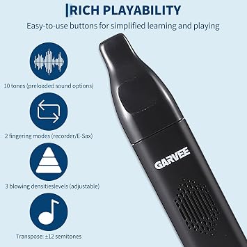 Digital Wind Instrument with Built-In 10 Tones & 2 Fingering Modes, MIDI Connectivity & USB Rechargeable Design, Professional Performance Tool for Beginners & Musicians