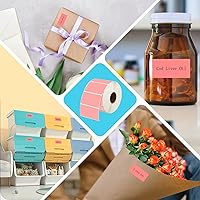 Vista 7 de iDPRT Etiquetas térmicas directas multiusos de 2.28 pies y 1.18 pulgadas (58 mm30mm), adhesivo térmico autoadhesivo para direcciones, código de Rosa