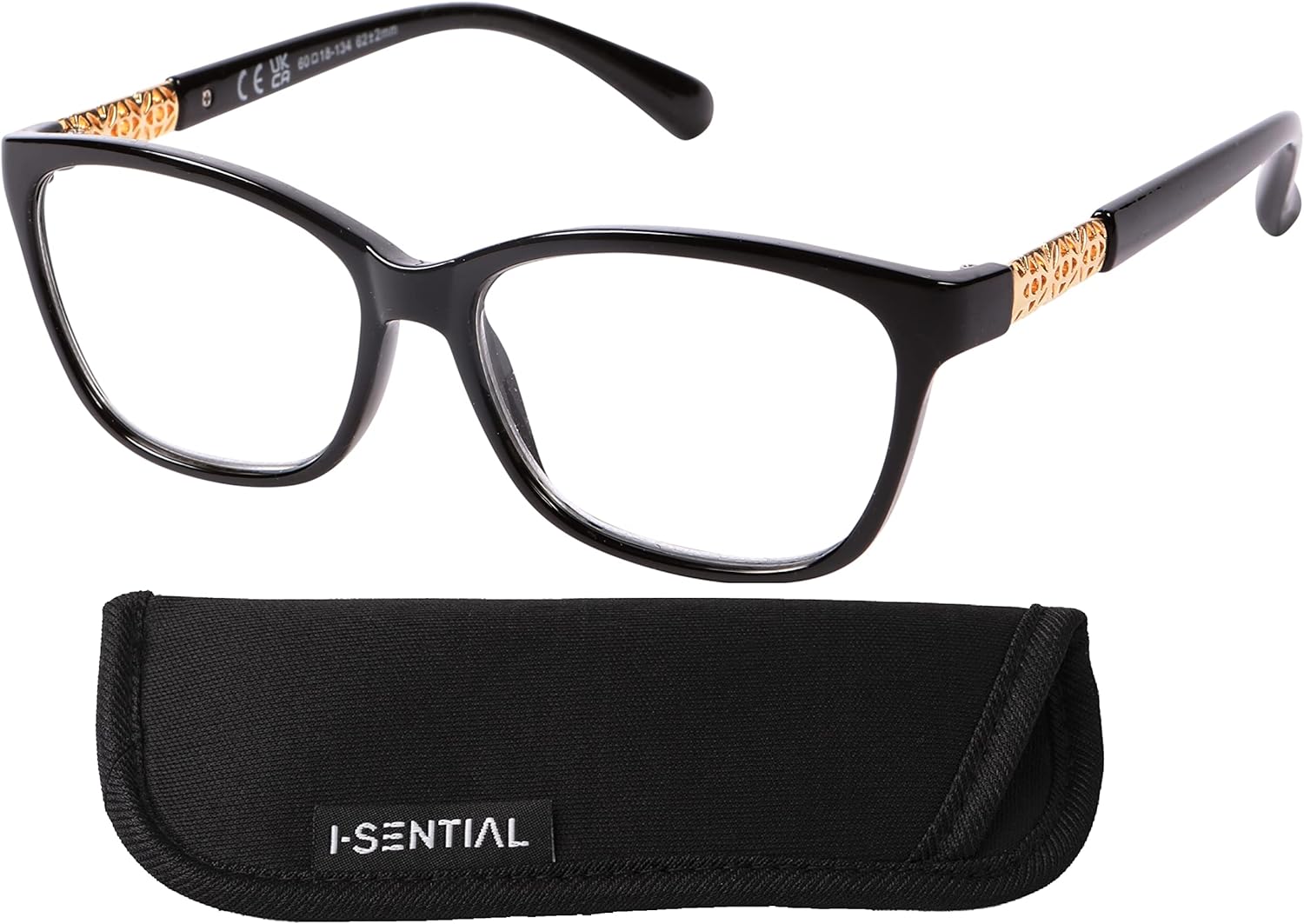 ISential Womens Reading Glasses Gloss Black Designer Style Glasses For