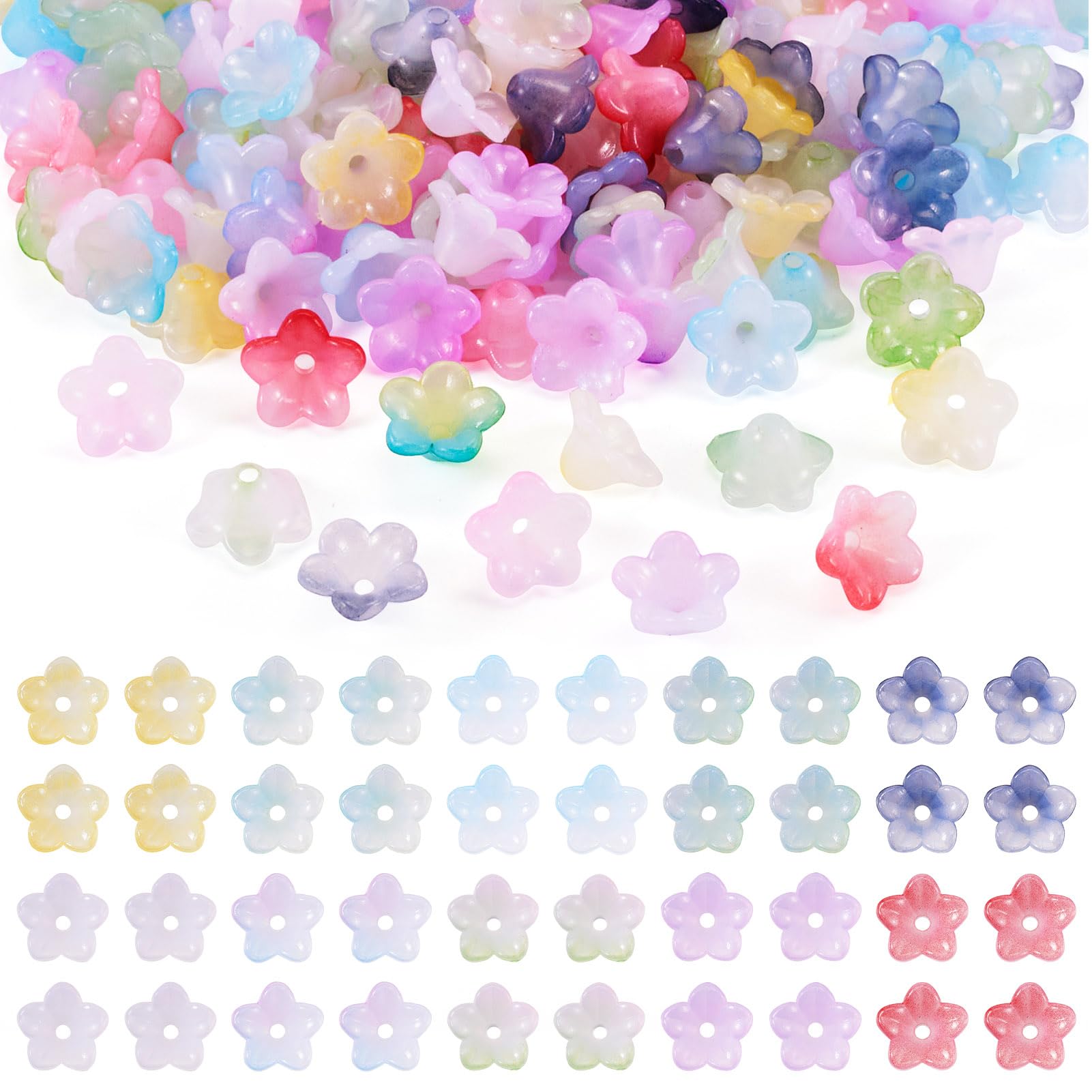 Mini capuchons en acrylique fleur dégradée Pandahall pour bracelet collier boucles d'oreilles