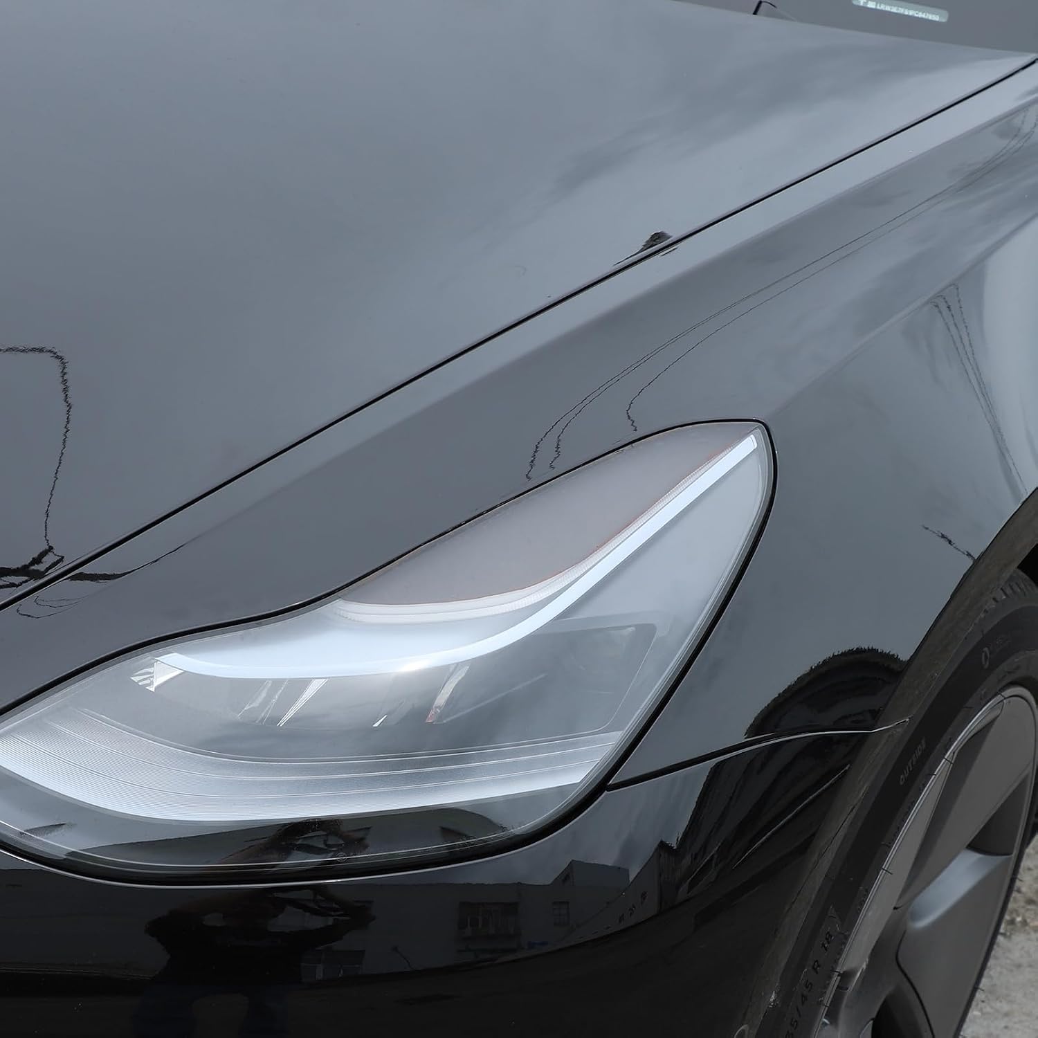 Car Tint Front Headlight Vinyl Smoke Film Sheet Sticker Cover,Fit for Teals Model 3/Y,Clear Front Headlight Black Protective Scratch-Proof Wet-Apply Tint