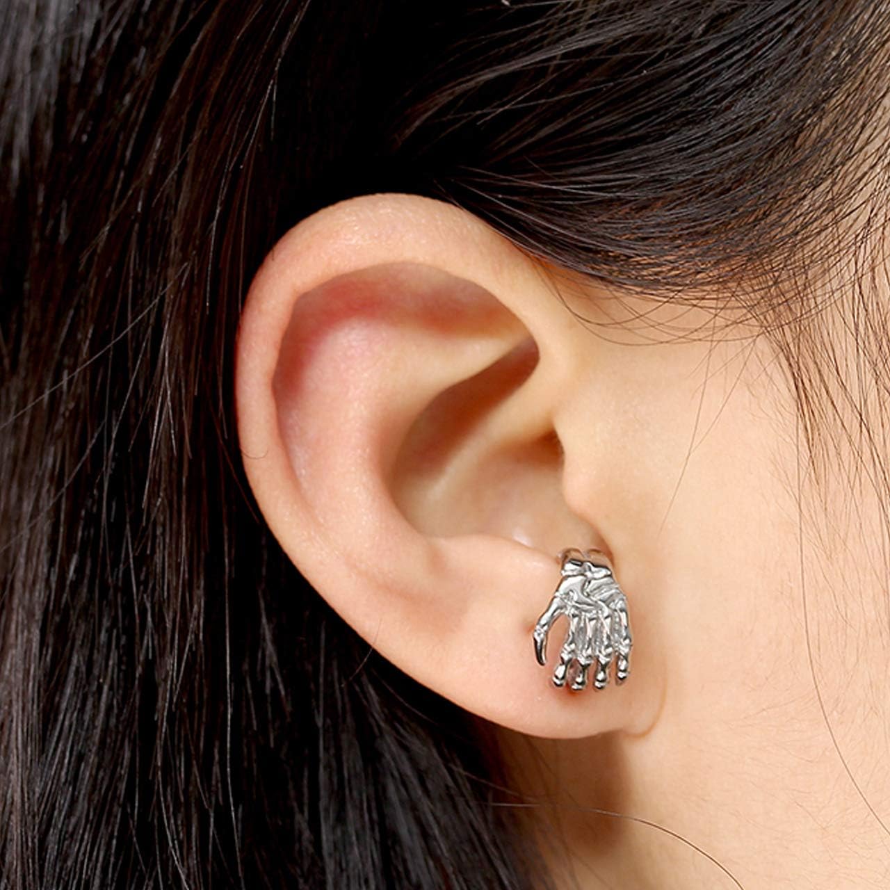 4PCS Skull Ghost Head Skeleton Claw Bat Earring Flat Back Screw On Cool Ear Lobe Studs Cartilage Helix Piercing Set Women Men 16G Post - Image 6