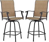 Vista 30 de Juego de 4 taburetes de bar para exterior de MFSTUDIO, sillas giratorias de patio con altura de barra, barras de bar de patio con respaldo alto
