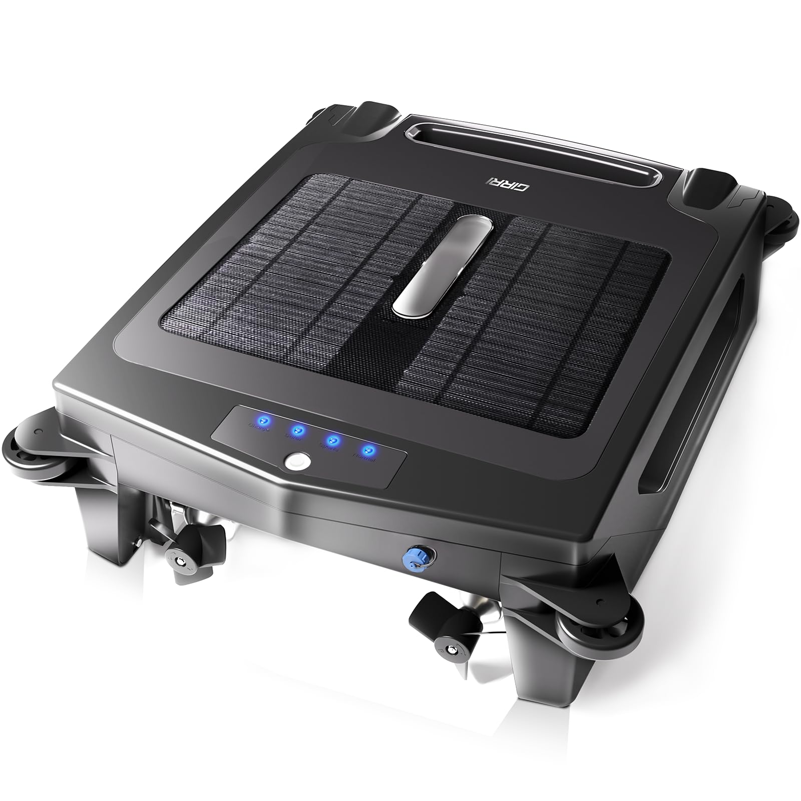 GIRRI Automatic Cordless Solar Powered Robotic Pool Skimmer Cleaner with Enhanced Core Durability and Dual Salt Chlorine Tolerant Motors