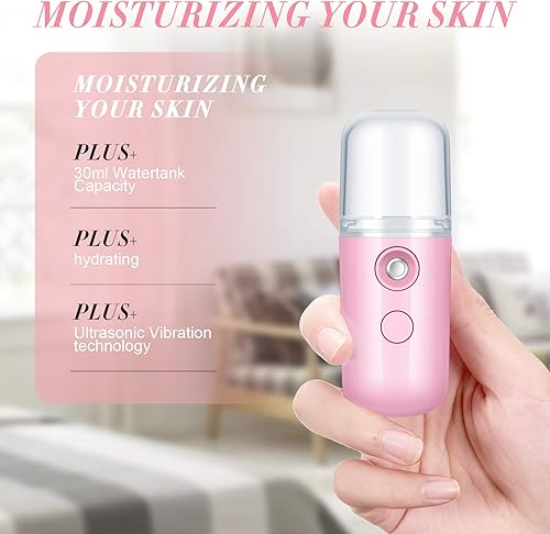 Miniatura 4 de Honoson 2 nanas pulverizadores faciales portátiles para extensiones de pestañas, recargable por USB, 1 onza, práctica máquina de cuidado de la piel