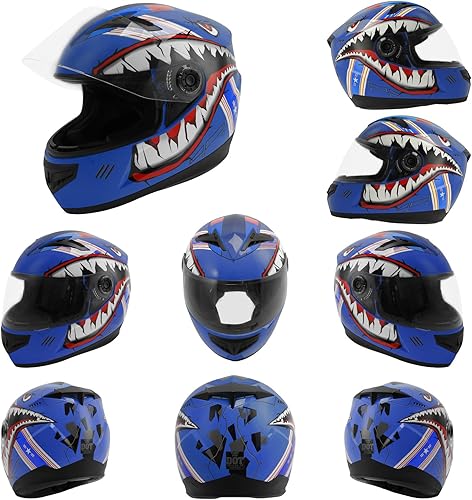 Miniatura 6 de TCMT Dot Casco de motocross, todoterreno, urbano, cara completa, tiburón, para jóvenes, casco de motocicleta ATV, casco para motocicletas, pistas de