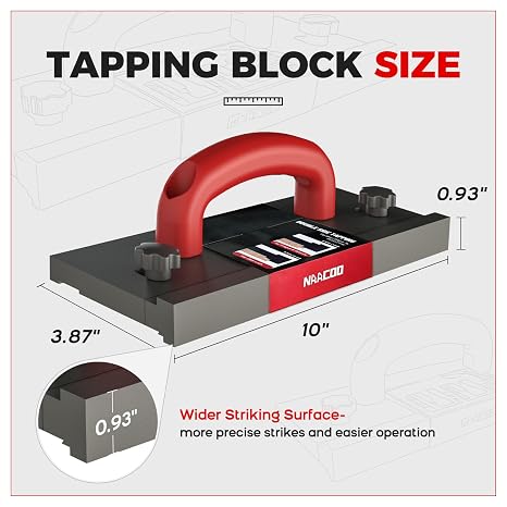 NAACOO Tapping Block for Vinyl Plank Flooring, Big Handle | 3 Different Edges, Reversible Double Sided with Notches Use for Tongue&Groove or Click-Lock Floor, Laminate Flooring Tools.