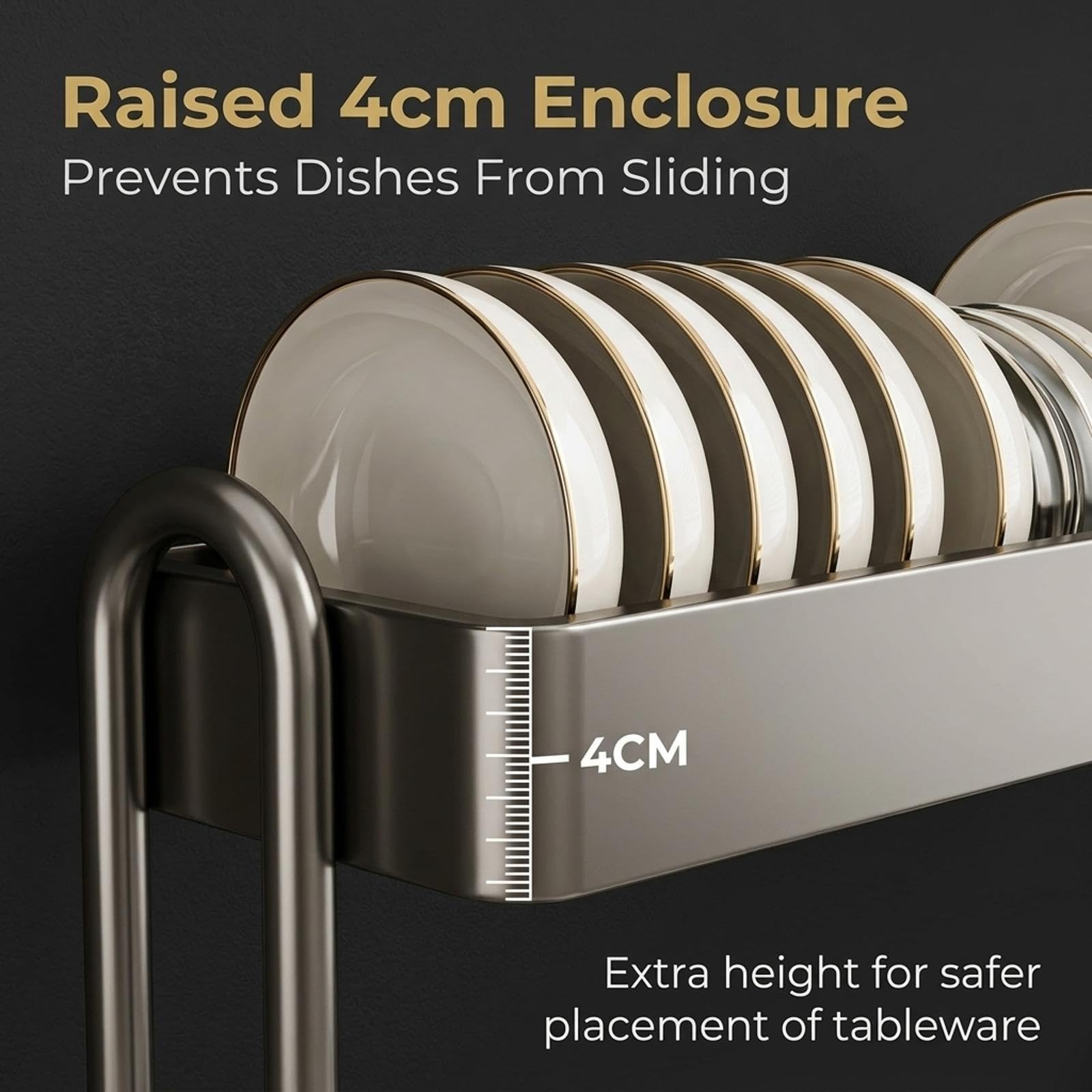 Escurreplatos grande de metal de 2 niveles,soporte for utensilios de cocina