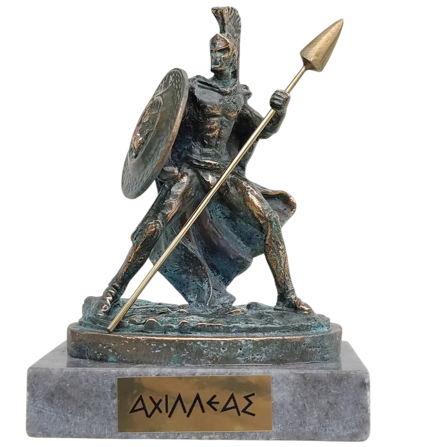 Achilles Greek Warrior of Trojan War Bronze Statue with Marble Base 5.51 Inches (14cm)