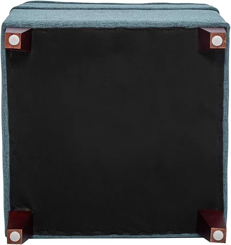 Miniatura 4 de Asense Otomana de Almacenamiento Cuadrada de 17 Pulgadas, Pequeño Reposapiés para Sofá, Reposapiés Tapizado en Tela de Lino Sintético para Entrada,