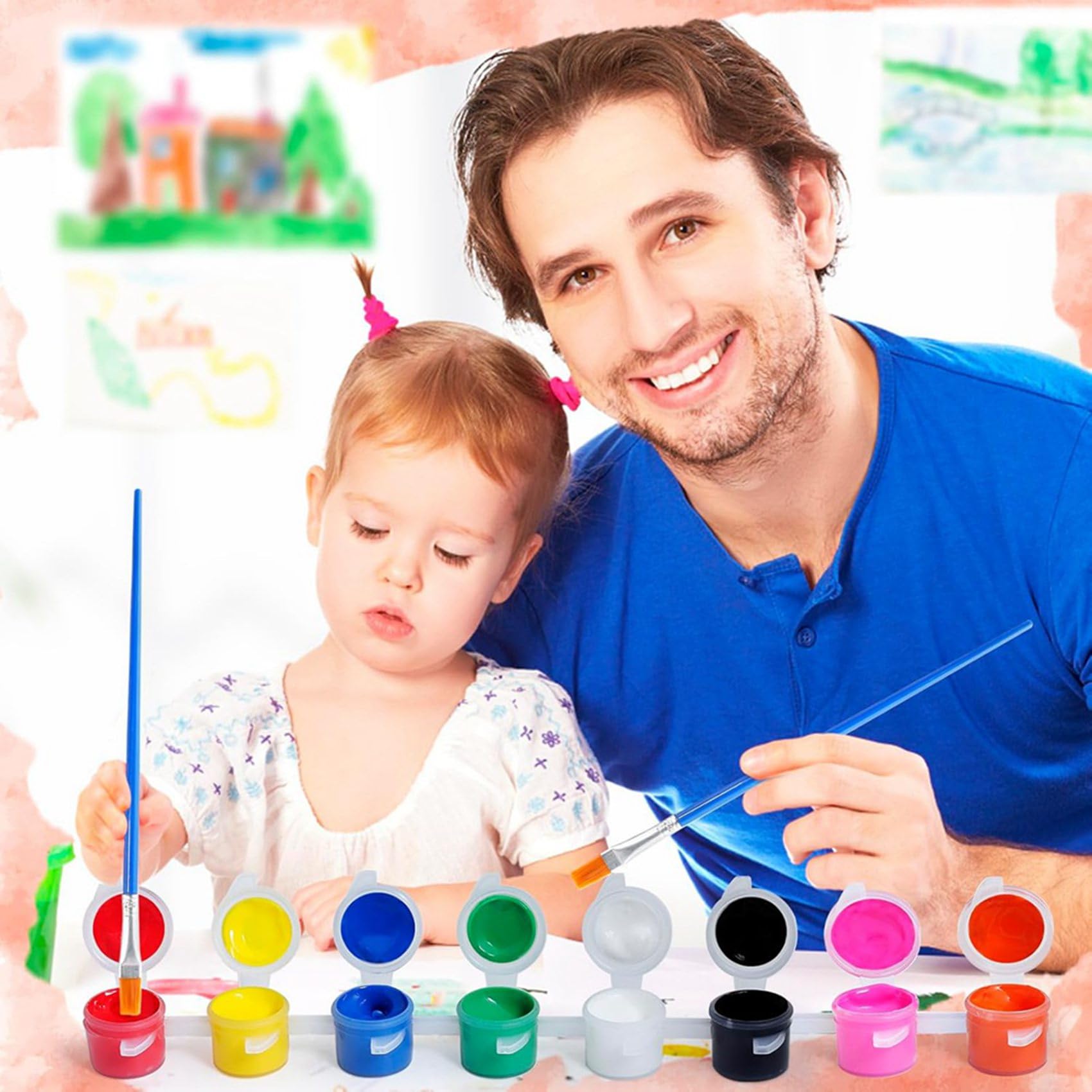 Set da 40 Mini Colori Acrilici, per Pittura Artistica e Artigianale, Set di Colori Lavabili per DIY per Feste di Compleanno A Casa