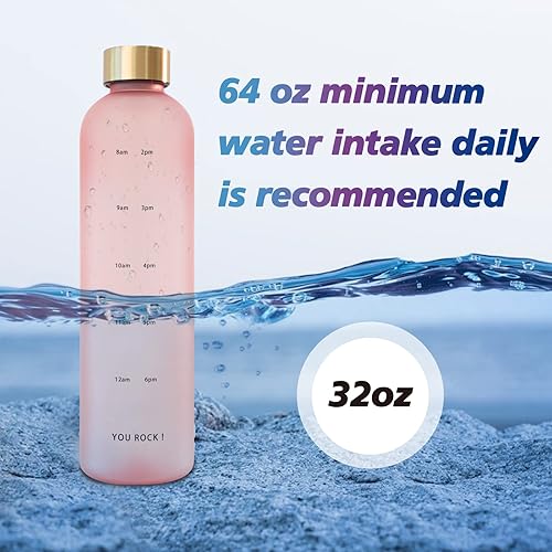 Miniatura 4 de Botellas de agua de 32 onzas con tiempos para beber, botella de agua motivacional con marcador de tiempo, botella de agua reutilizable libre de BPA