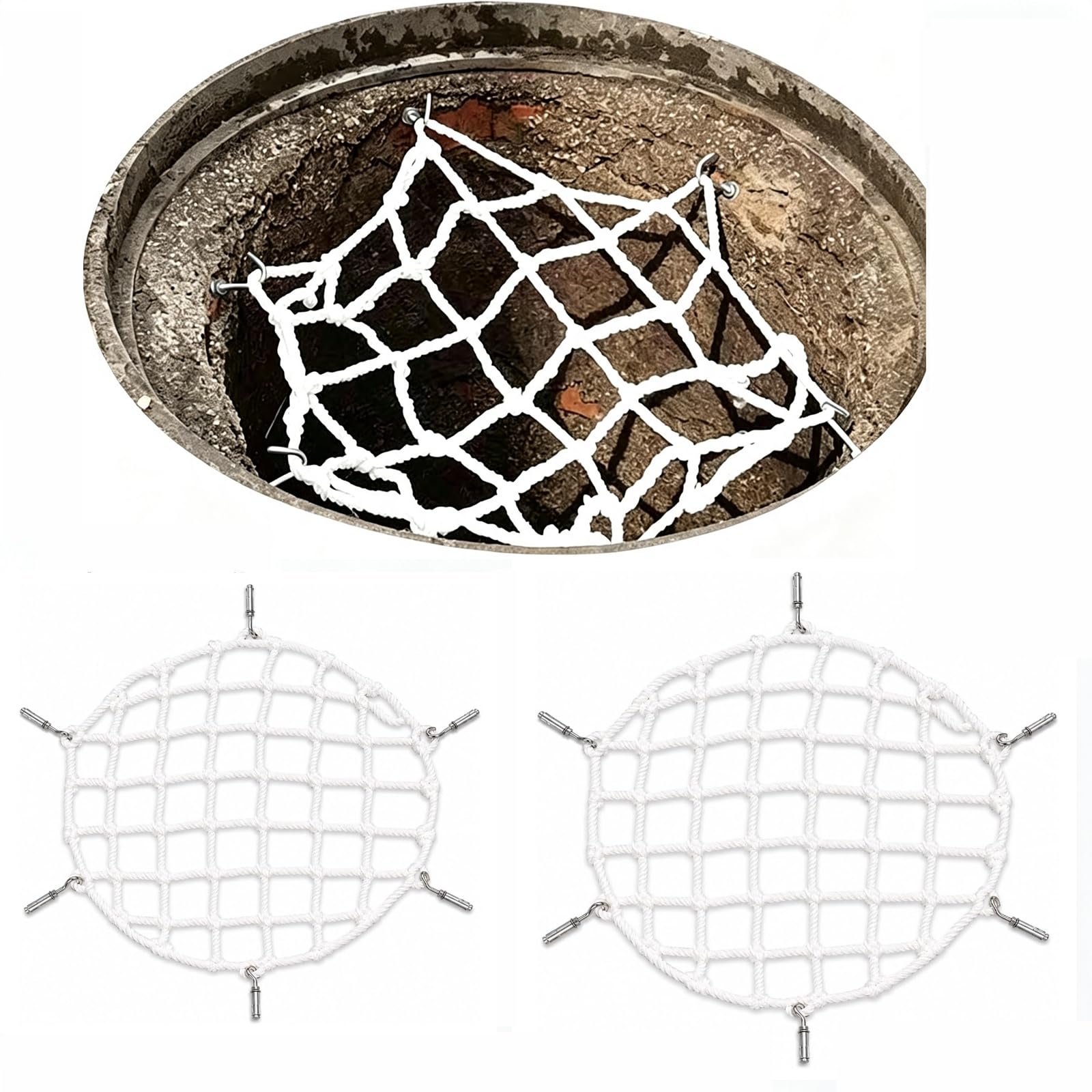Schacht Absturznetz 2/4-Pack Polyester-Schachtabdeckungsnetz Mit Erweiterungsankerhaken | Runde Brunnenschutznetze Für Abflussöffnungen(2pack,Dia-72cm/28.3inch)