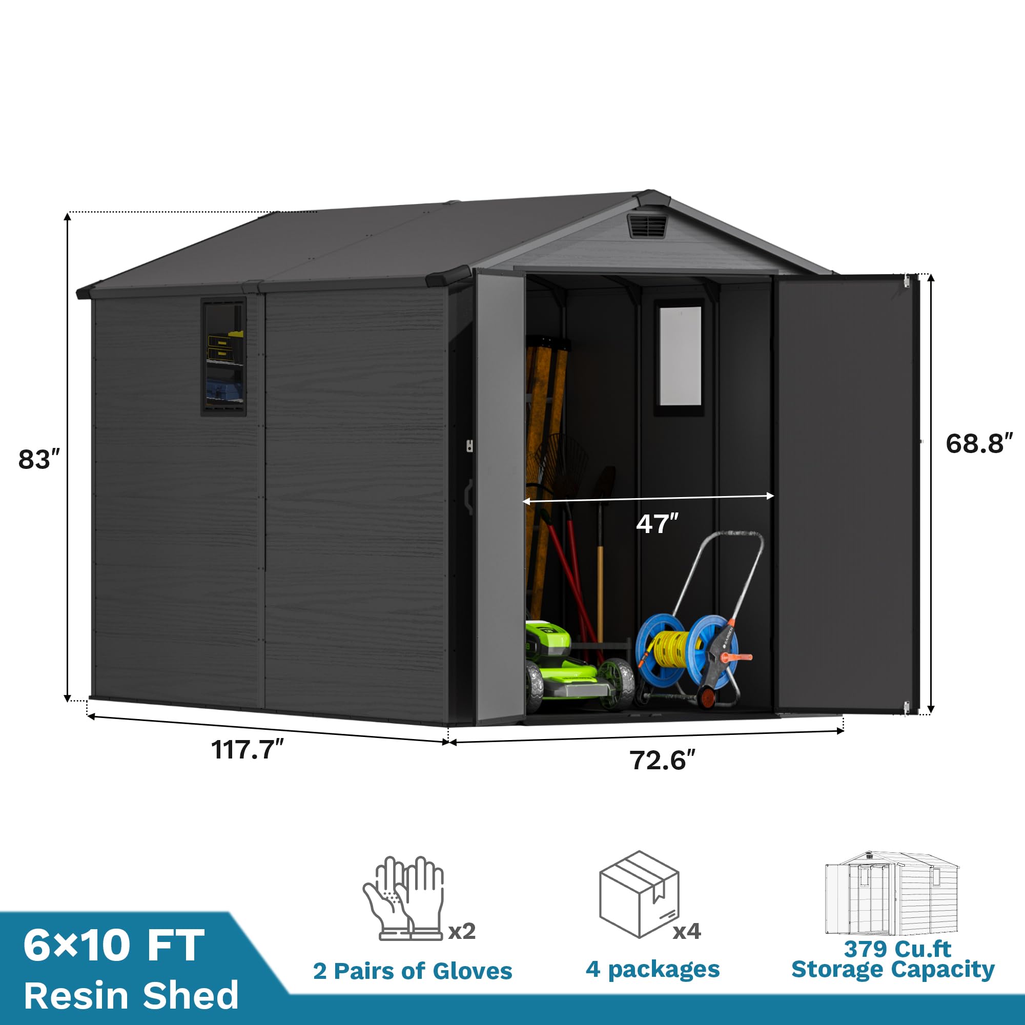 Amazon.com : Devoko 6x10 FT Plastic Outdoor Storage Shed