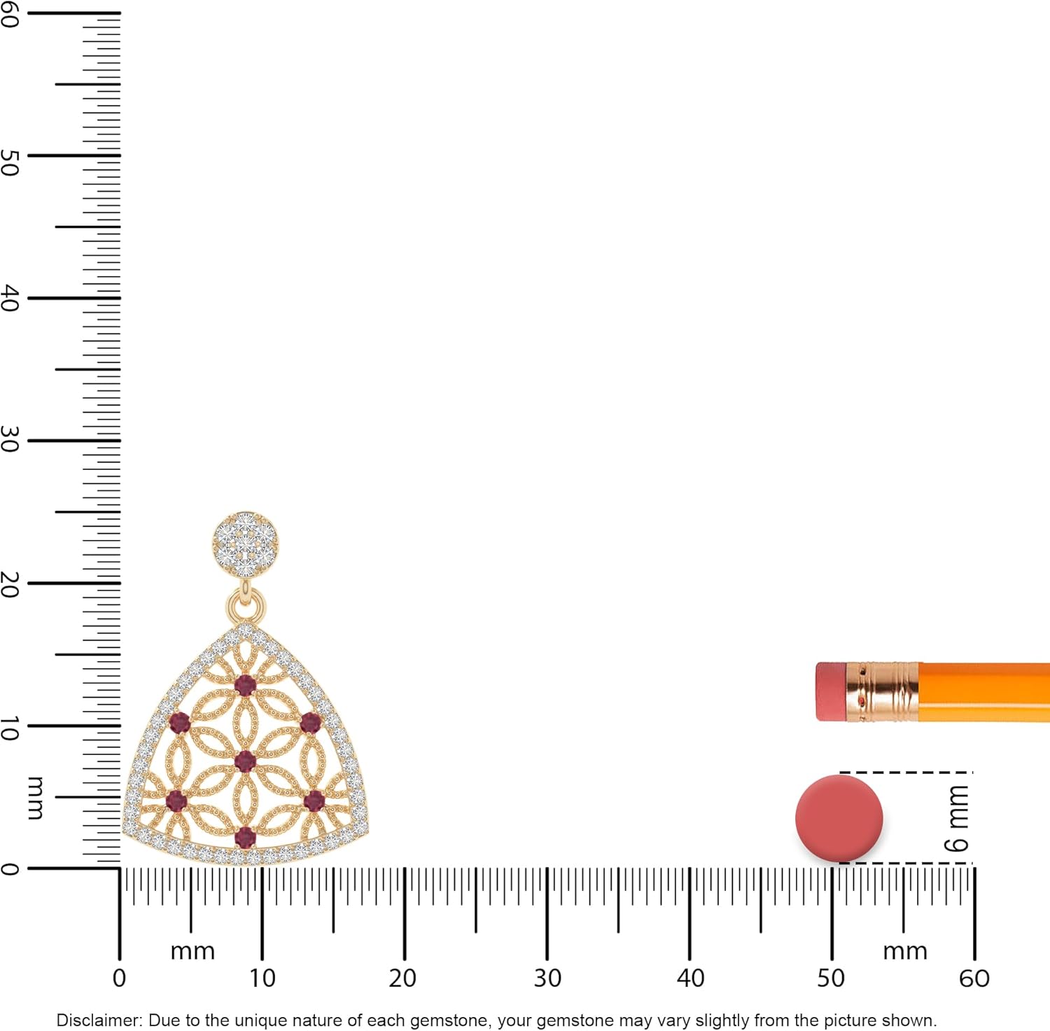 Natural Gemstone with Moissanite Designer Triangle Pendant Necklaces for Women in Silver/18K Yellow/Rose Gold Vermeil,Birthstone Jewelry Gifts for Her Birthday,Anniversary,Christmas - Image 3