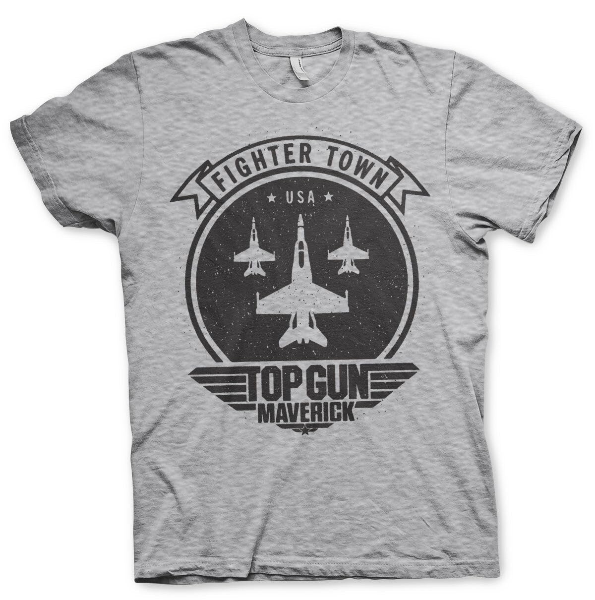 Top Gun: Maverick Men's Heather Grey Officially Licensed Fighter Town T-Shirt (Heather Grey), Large