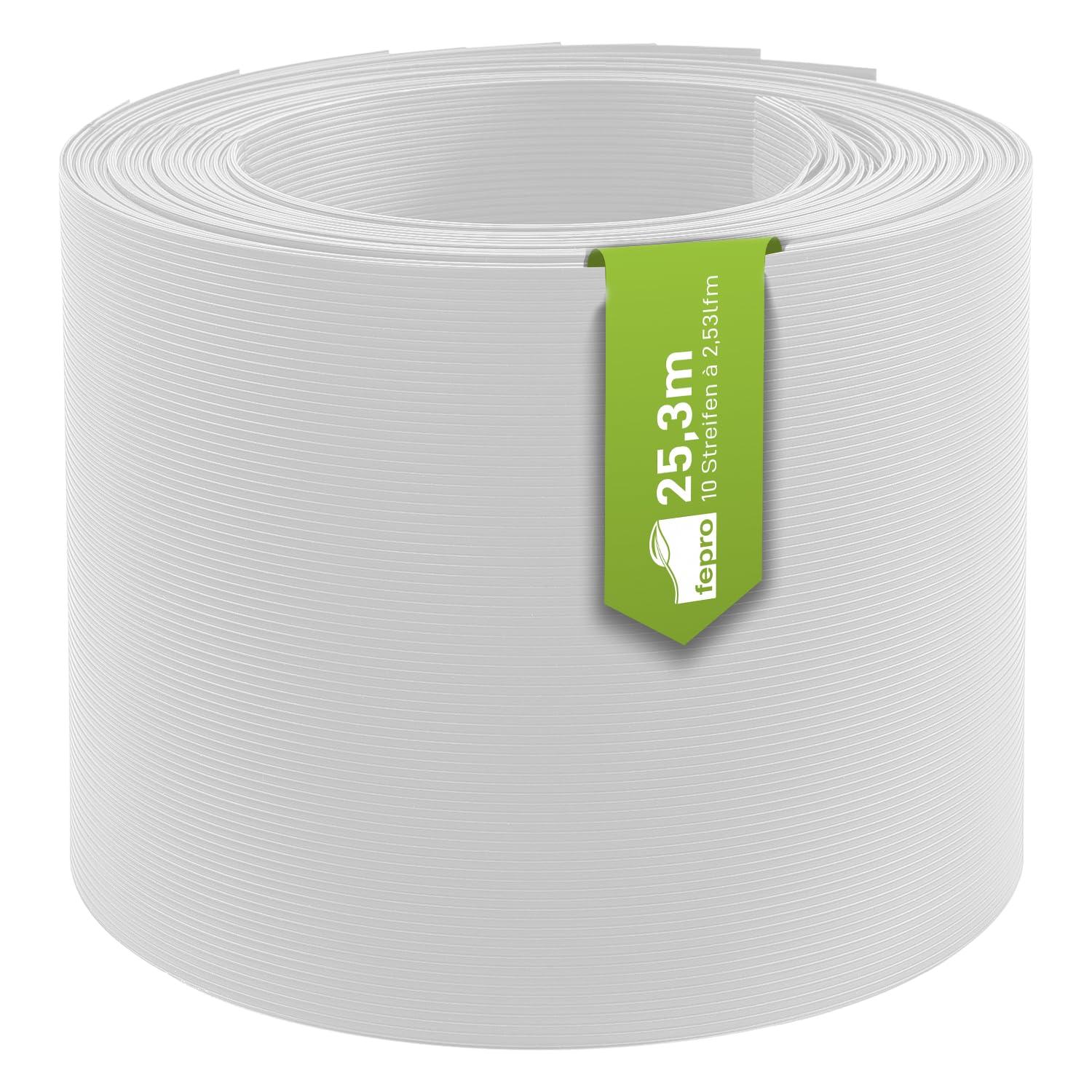 Fepro® Hart-PVC Sichtschutzstreifen Weiß RAL9010 30x 2,525m Doppelstabmatten Zaunfolie Windschutz blickdicht Sichtschutz Zaunverkleidung Blickschutz