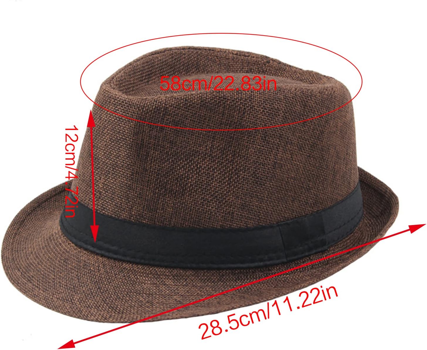Fedora Hat for Men Spring Summer Sun Hats Teardrop Fedora with Black Bands Costume Accessory for Elders Teens Youths black white fedora hat for men with bands 1920s gangster hats small