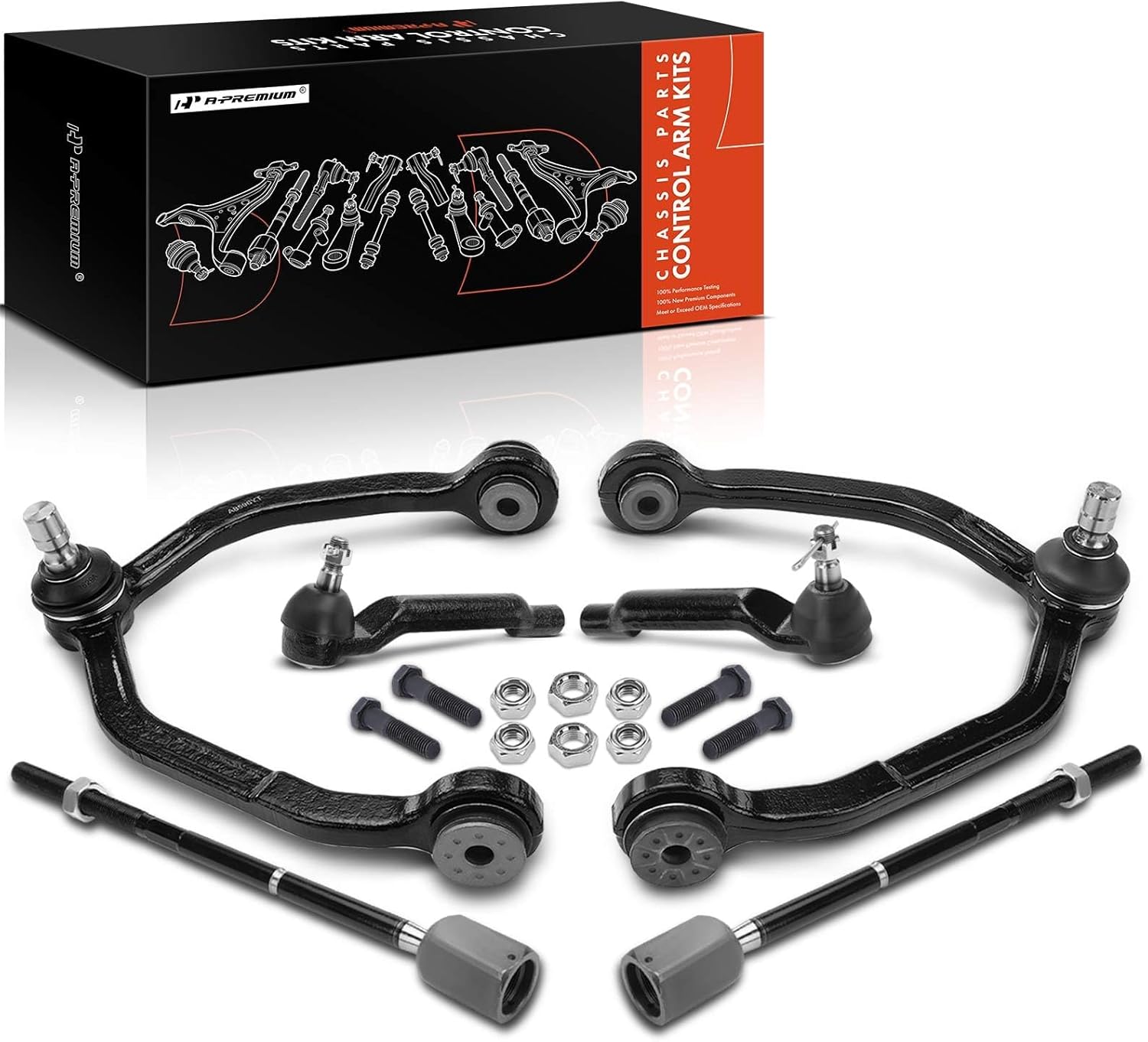 A-Premium Set of 6, Front Upper Control Arm & Inner Outer Tie Rod End, Compatible with Ford Thunderbird 1989-1997, Mercury Cougar 1989-1997