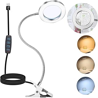 5X Magnifying Glass with Light and Stand,2.76 Inch Lens 24 LED Lights 3 Color Modes Magnifier for Circuit Boards, Repairing, Crafts, Reading, Sewing, Artwork