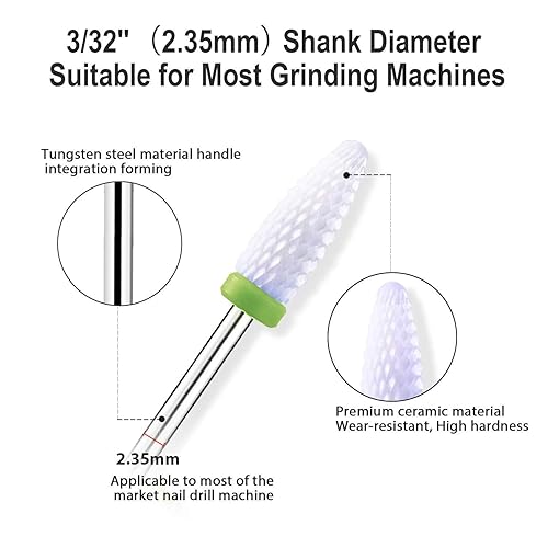 Miniatura 3 de Juego de 5 brocas de cerámica para uñas, 5 unidades, 332 pulgadas (2.35), brocas eléctricas profesionales con soporte para manicura, pedicura,