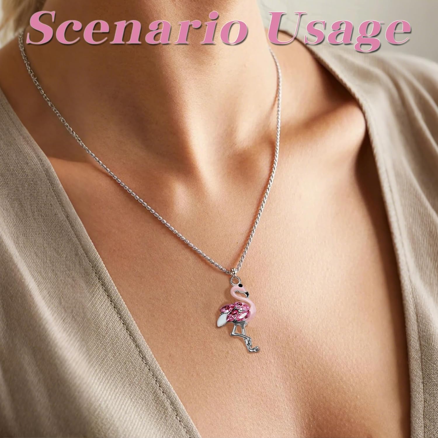 SYBKED 20 Pcs Cute Sliver Flamingo Charms DIY Handmade Making Jewelry Small Pink Accessories Alloy Pendant Necklace Bracelet Sweater Earring Keychain Decoration for Women Gift - Image 4