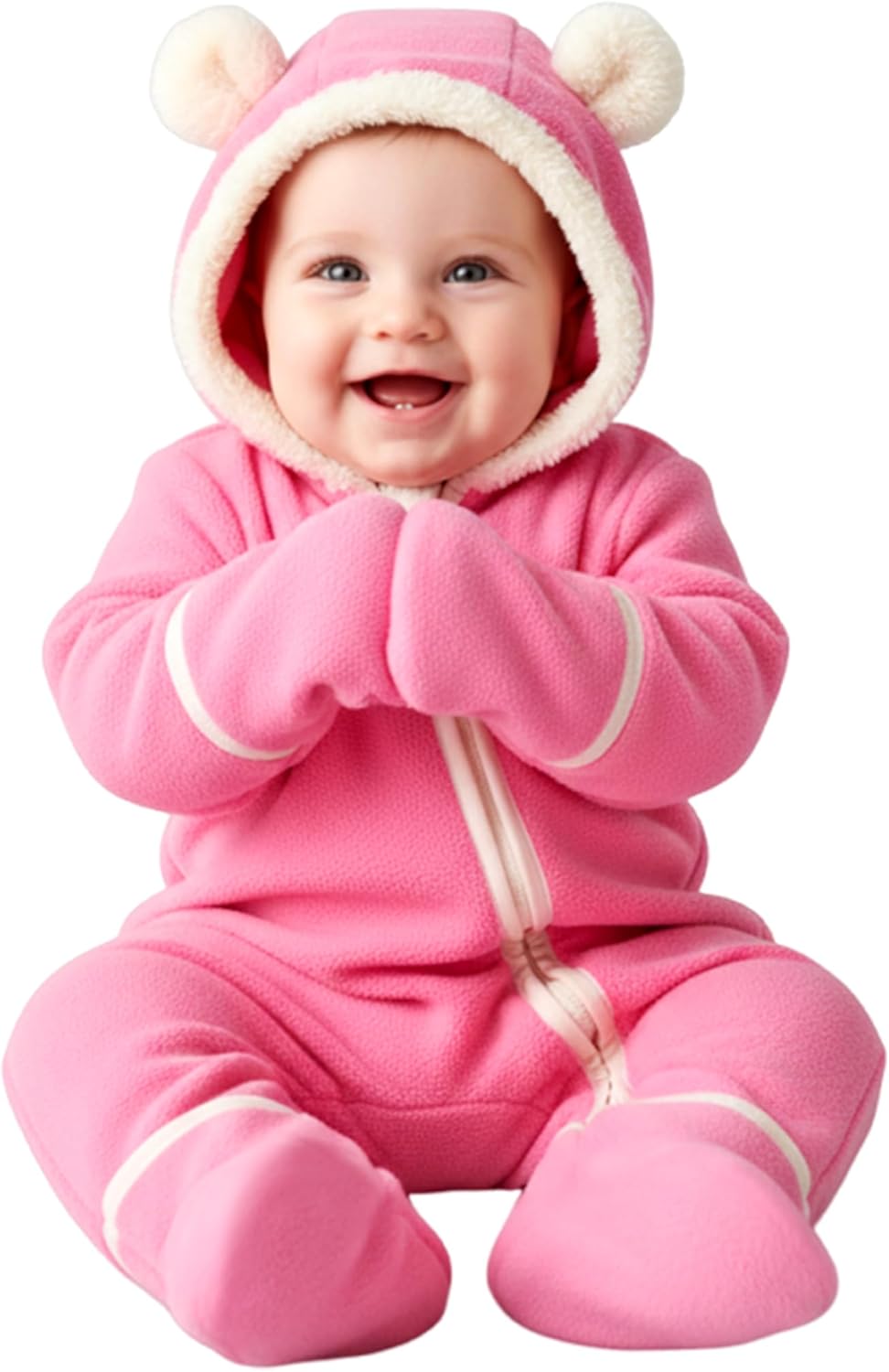 PATPAT Fleece Hooded Footed Clothes, Soft Warm Footie Covers, Car Seat Friendly, Easy Zip,Cute Romper Newborn Infant Jumpsuit