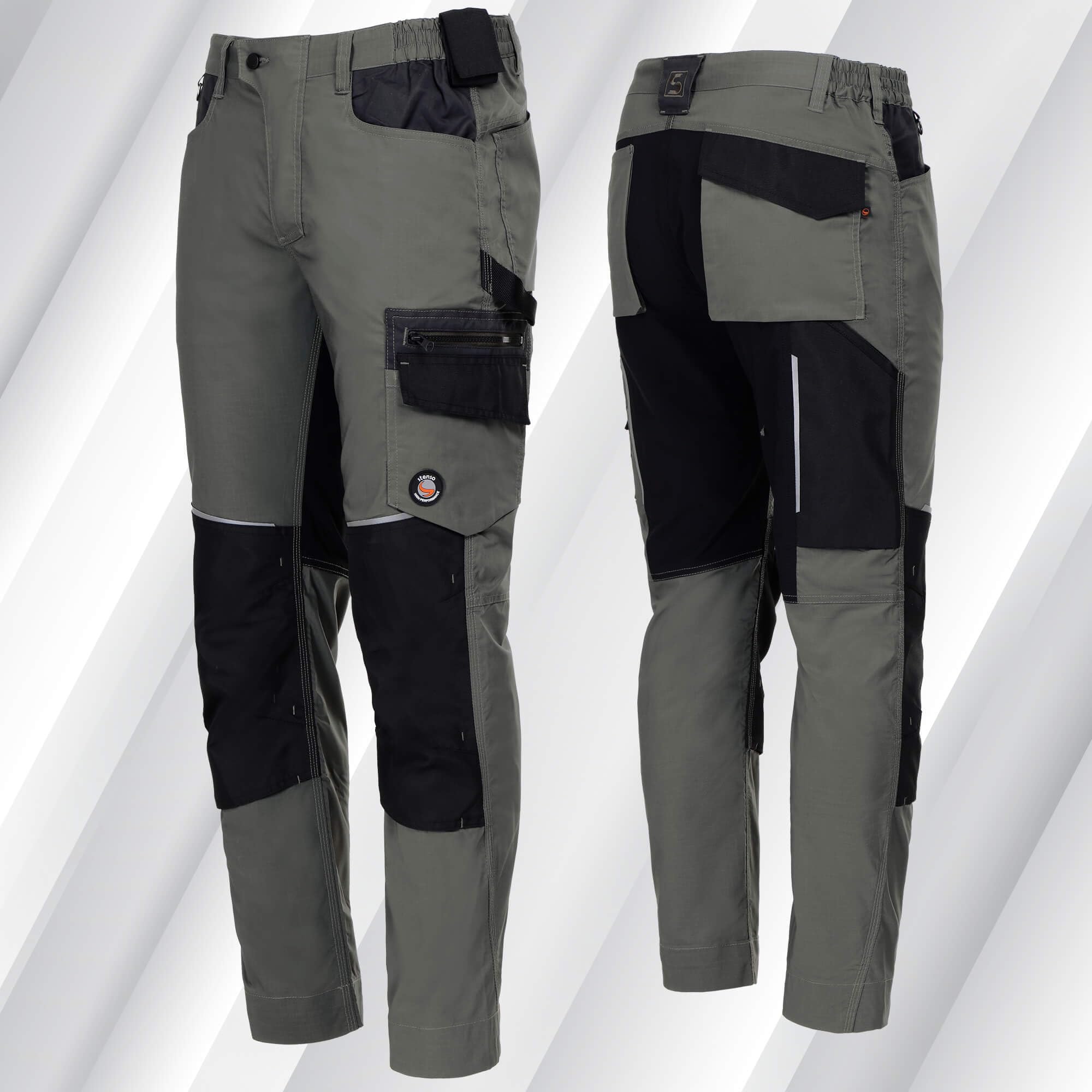 Stenso Revolt Arbeitshosen Männer Stretch - Arbeitshose Herren Aus Ripstop Mit Elastischem Bund Und Dreifachnähten Für Handwerk, BAU, Industrie