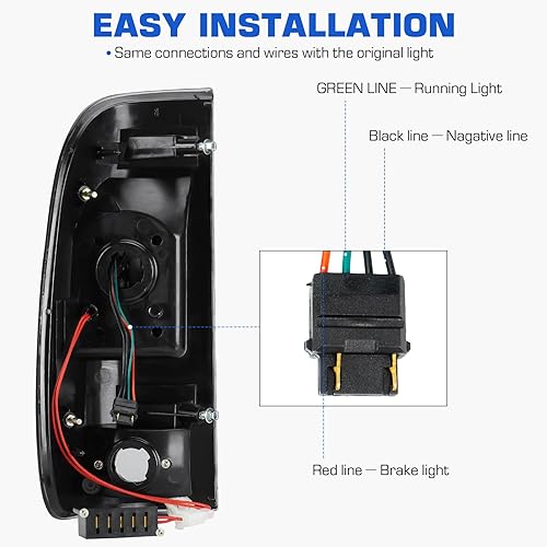 Miniatura 4 de Conjunto de luces traseras LED para Ford F150 1997-2004, para F250 Light Duty 1997-1999, para F250F350F450F550 Super Duty 1999-2007 (solo compatible