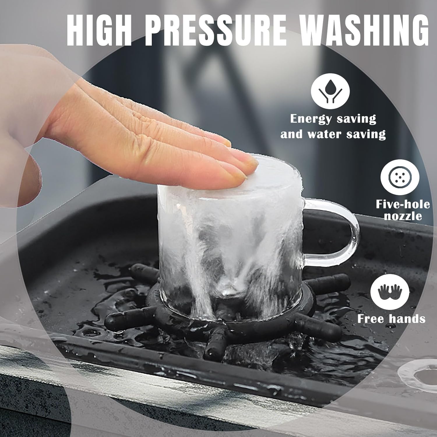 Pitcher Rinser, Rinser, Drain and Drip Tray, Stainless Steel Bar GlassRinser for Home Kitchen, Cafe, Restaurant, with Drain and Drip Tray, for Bar, (Black)