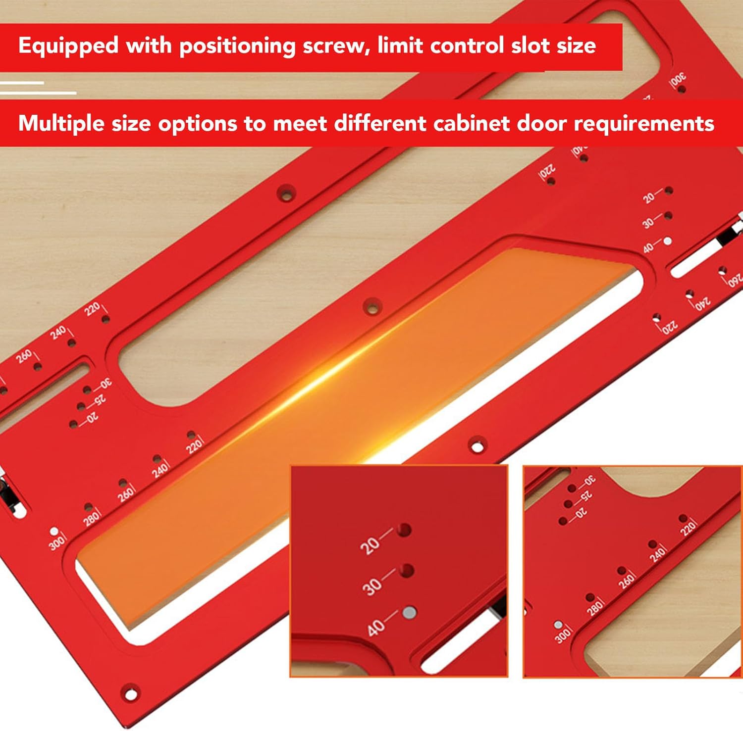 WALFRONT Precise Cabinet Door Embedded Handle Cutting Template with Semi Circular Router Bit Stable Clamp for Clean Cuts and Efficient Slotting