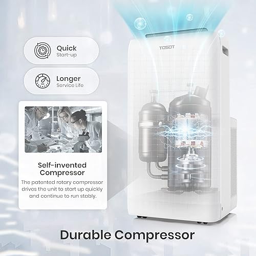 Vista 34 de TOSOT Aire acondicionado portátil de 10,000 BTU (ASHRAE) 6,000 BTU (DOE), silencioso, control remoto, ventilador, deshumidificador integrado, kit