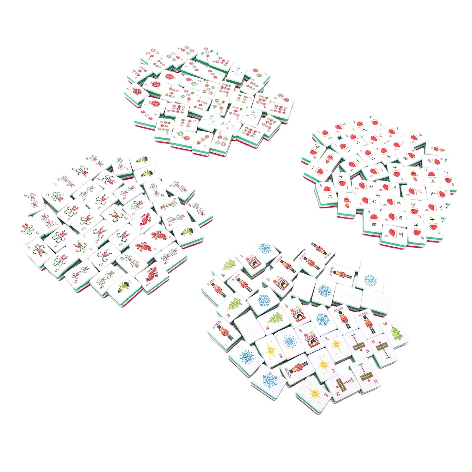 Alomejor Jeu de Mahjong de Noël en Acrylique, Ensemble de Tuiles Festives